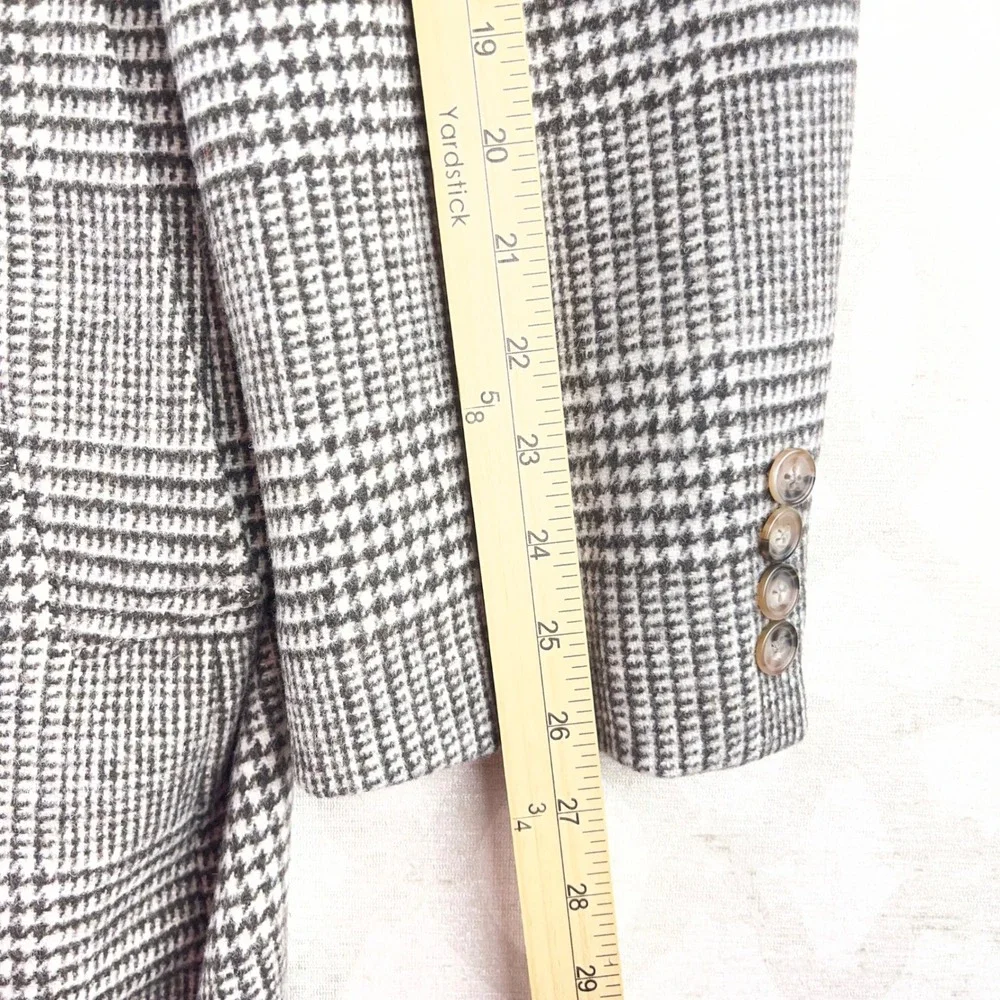 Lauren Ralph Lauren Black Label Men Gray Glen Plaid Wool Blend Overcoat Coat 44R